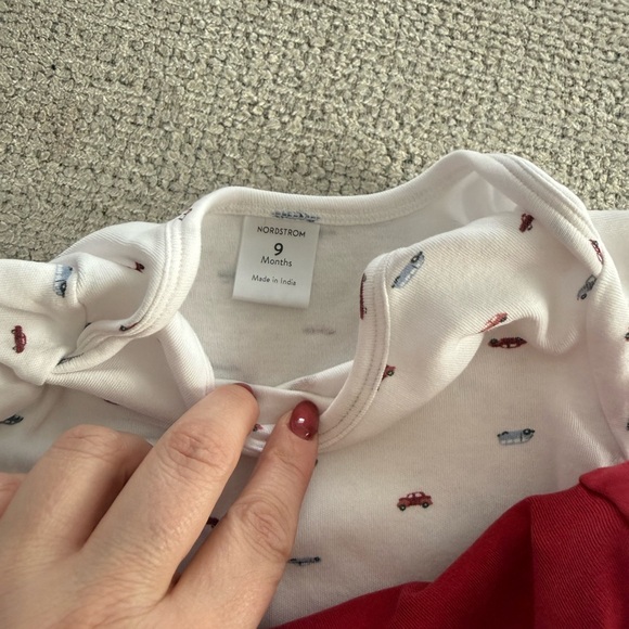 Nordstrom Blue Striped and Carters Cream Animal Print Bodysuits - Picture 3 of 5